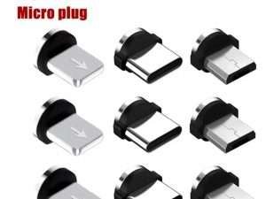 Round Cable plug Type C Micro USB C Plugs Fast Charging Cable Adapter Phone Microusb Type-C Magnet Charger Plug